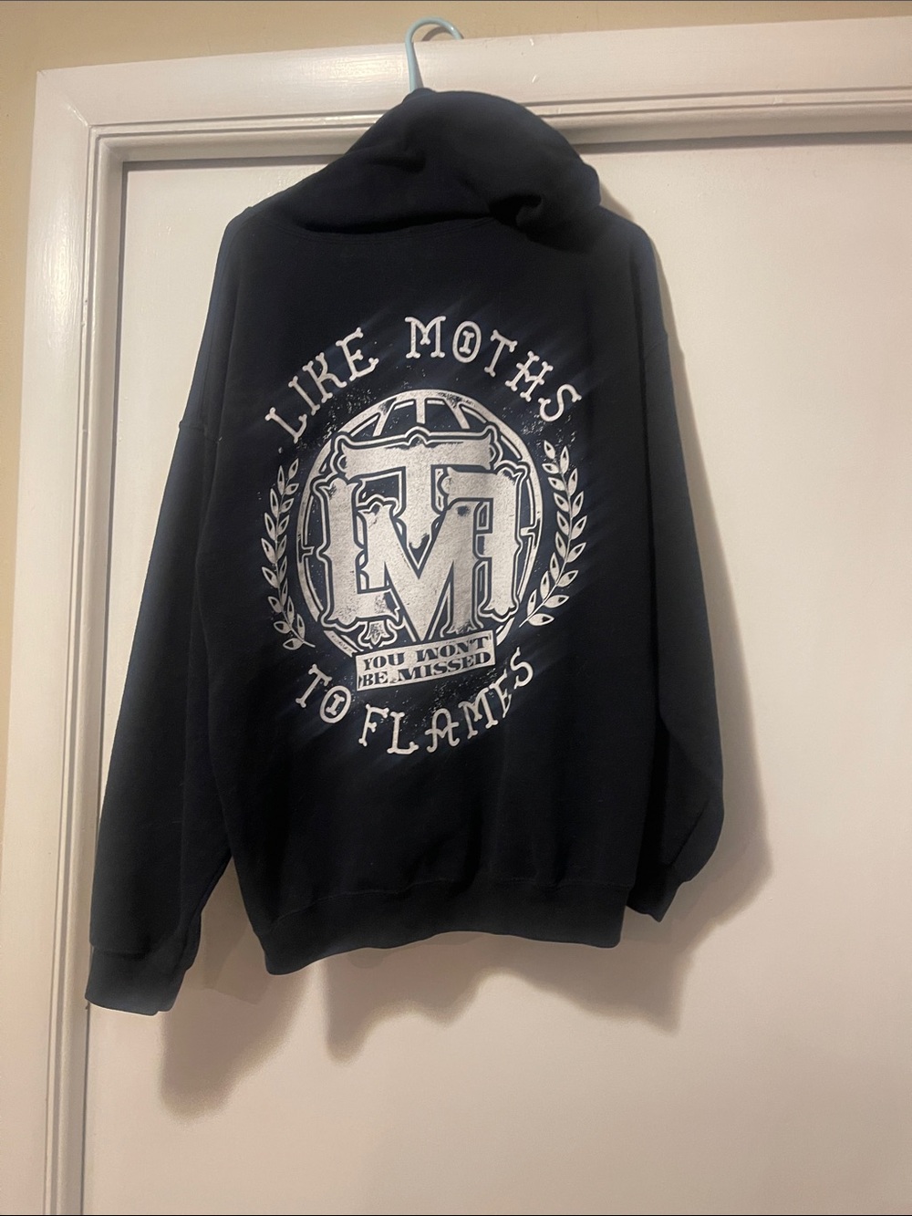 Like moths to flames zip down hoodie size large